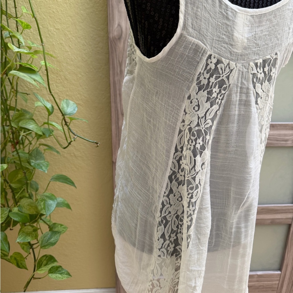 Fashionomics Boho Lace High Low Tank Top Size S - Picture 3 of 6